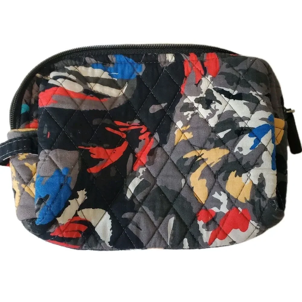Vera Bradly Make Up Bag‎ Zipper Bag Black Gray And Red